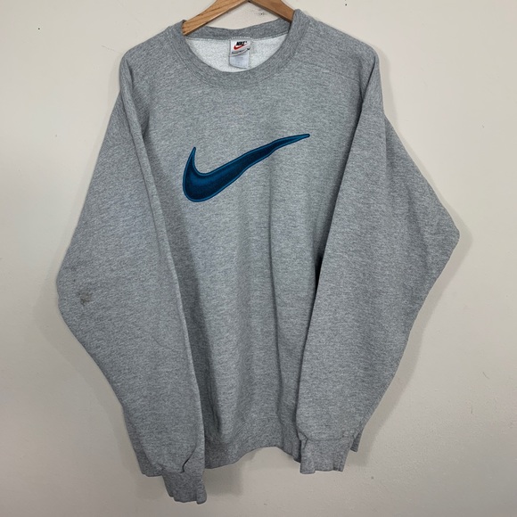 vintage 90s nike big swoosh crewneck sweater